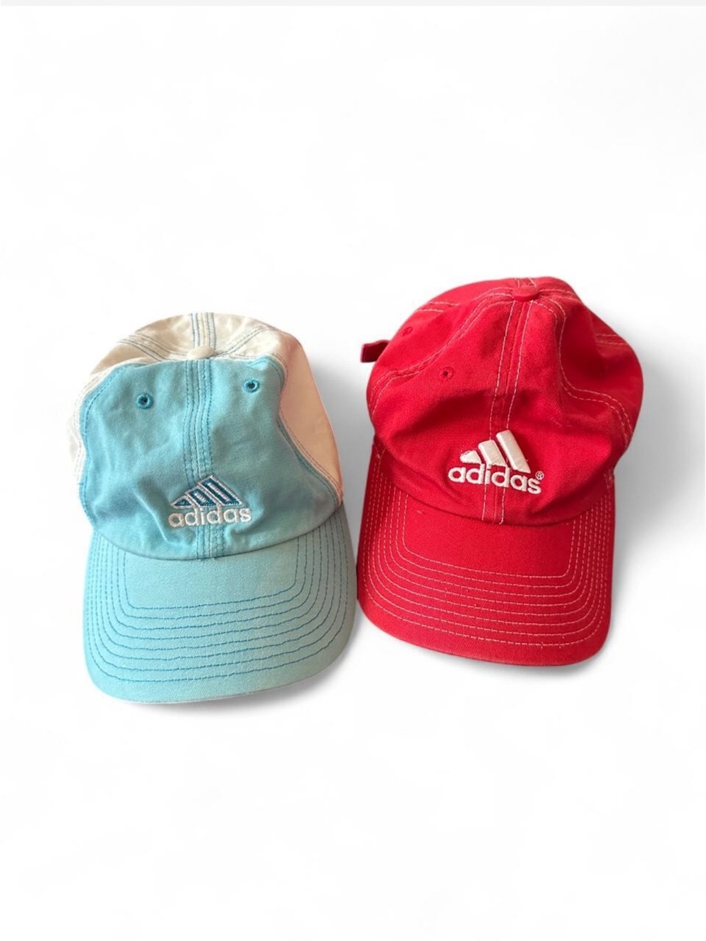 Early 2000s y2k Adidas blue and red adidas baseball caps bundle #baseball #athle